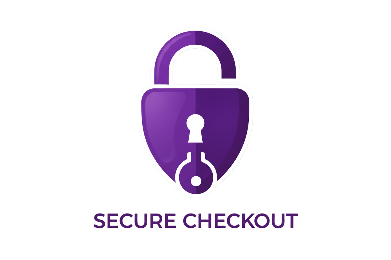 purple lock and key to show secure checkout icon